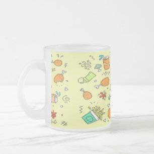 Food and drink pattern frosted glass coffee mug