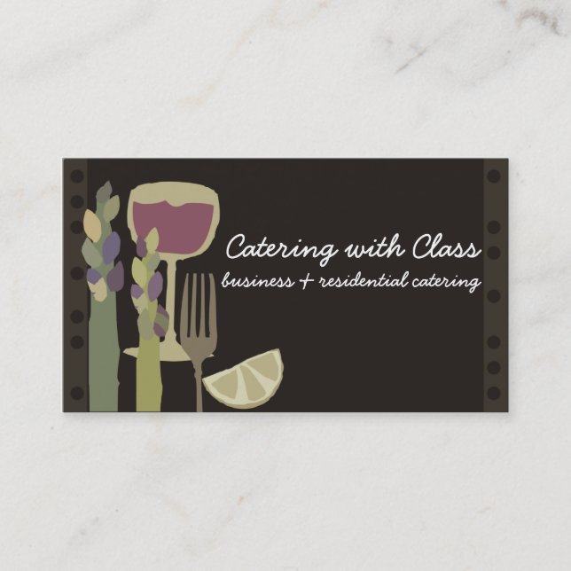 Food and wine asparagus chef catering biz cards (Front)