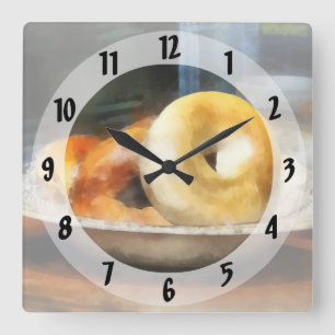 Food - Bagels for Sale Square Wall Clock