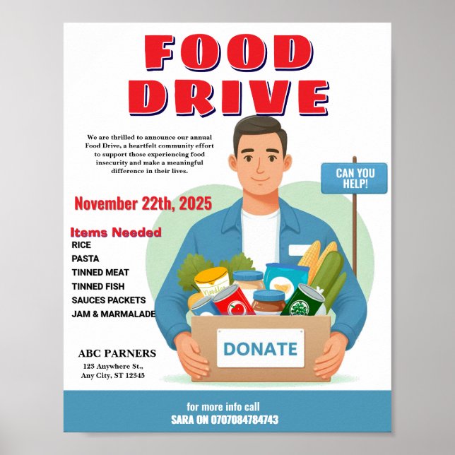 Food Bank Donation | Customisable Design for Poster (Front)