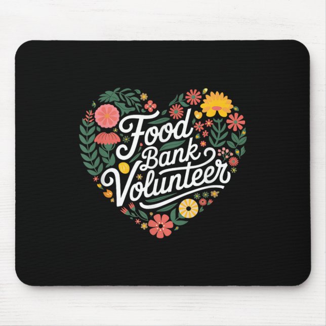 Food Bank Volunteer Heart-shaped Motif  Mouse Mat (Front)