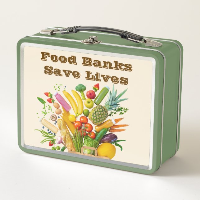 Food Banks Save Lives Metal Lunch Box (Front)