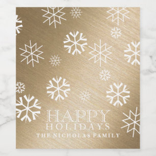 Food-Beverage Label Happy Holidays Brushed Gold
