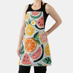 Food Blogger Decor Fruity Foodie Summer Monogram  Apron