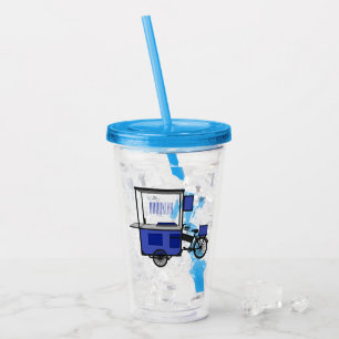 Food cart cartoon illustration acrylic tumbler