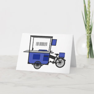 Food cart cartoon illustration card