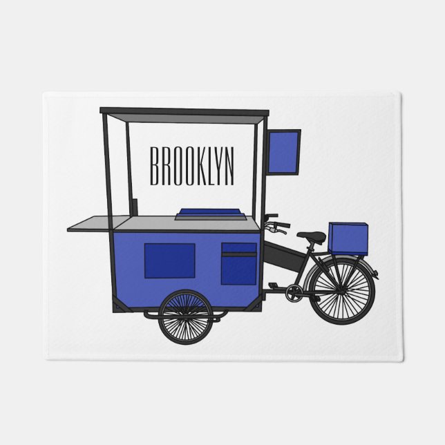 Food cart cartoon illustration doormat (Front)