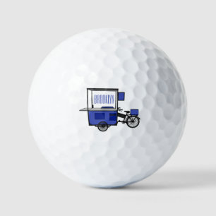 Food cart cartoon illustration golf balls