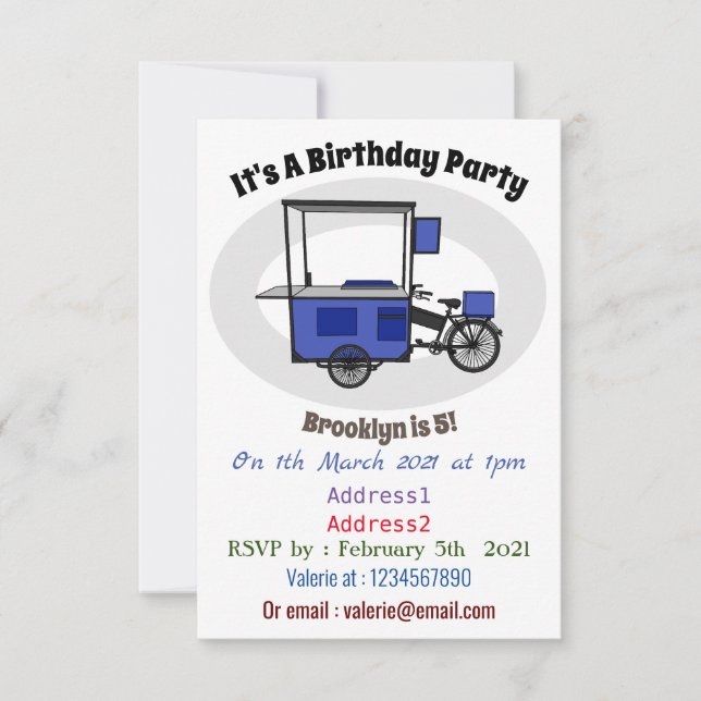 Food cart cartoon illustration invitation (Front)
