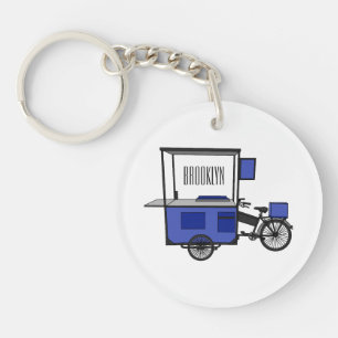 Food cart cartoon illustration key ring