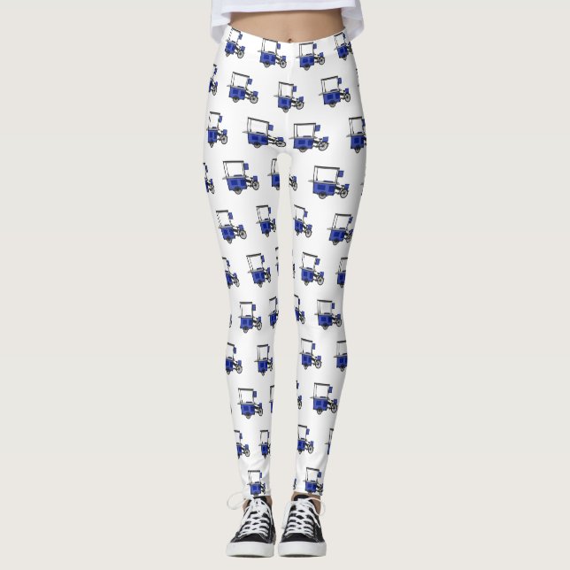 Food cart cartoon illustration leggings (Front)