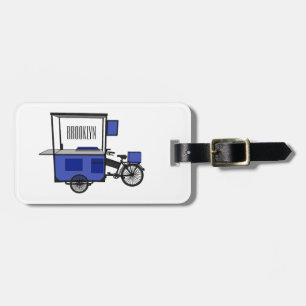 Food cart cartoon illustration luggage tag