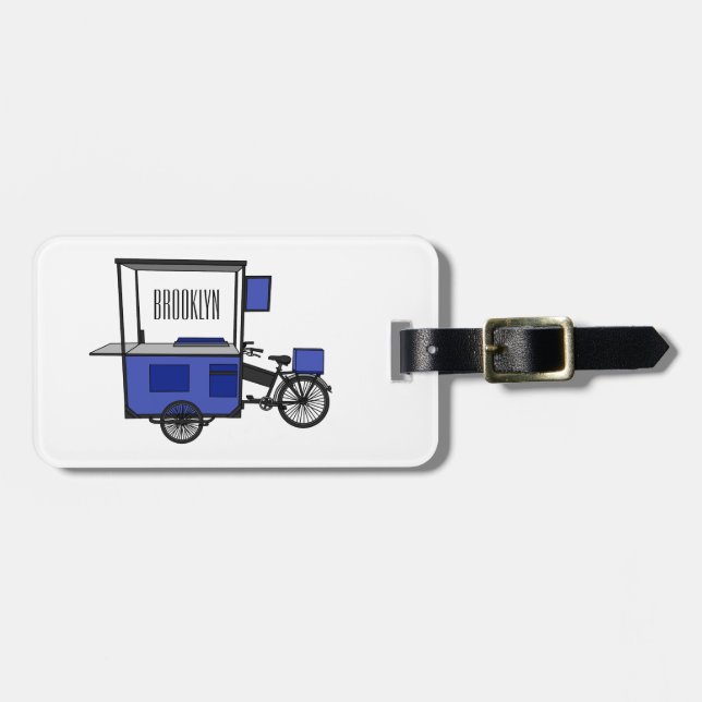 Food cart cartoon illustration luggage tag (Front Horizontal)