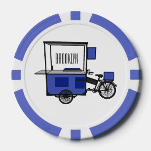 Food cart cartoon illustration poker chips