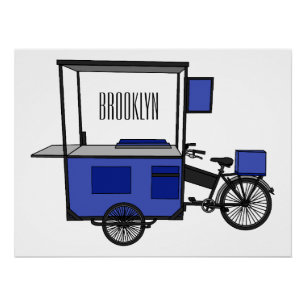 Food cart cartoon illustration poster