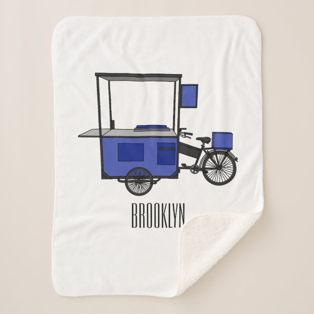 Food cart cartoon illustration sherpa blanket (Front)