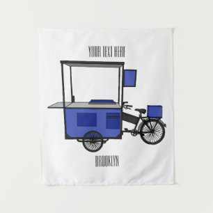 Food cart cartoon illustration tapestry