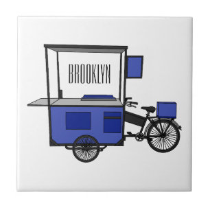 Food cart cartoon illustration tile