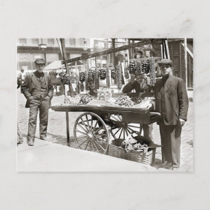 Food Cart in Little Italy, 1908 Postcard
