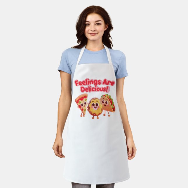 Food Cartoon Apron – Fun Kitchen Cooking Gift (Worn)