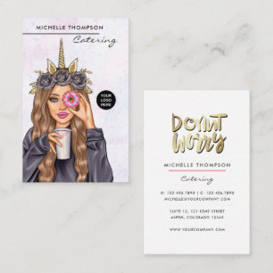 Food Catering Whimsical Unicorn Lady Business Card