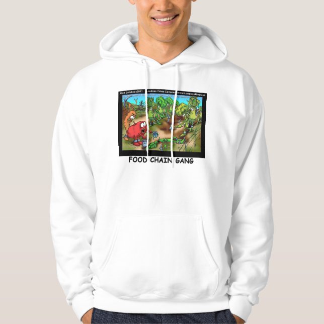 Food Chain Gang Funny Cartoon Hoodie by Rick Londo (Front)