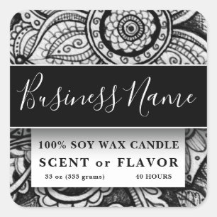 Food Container Label Ethnic Exotic Black and White