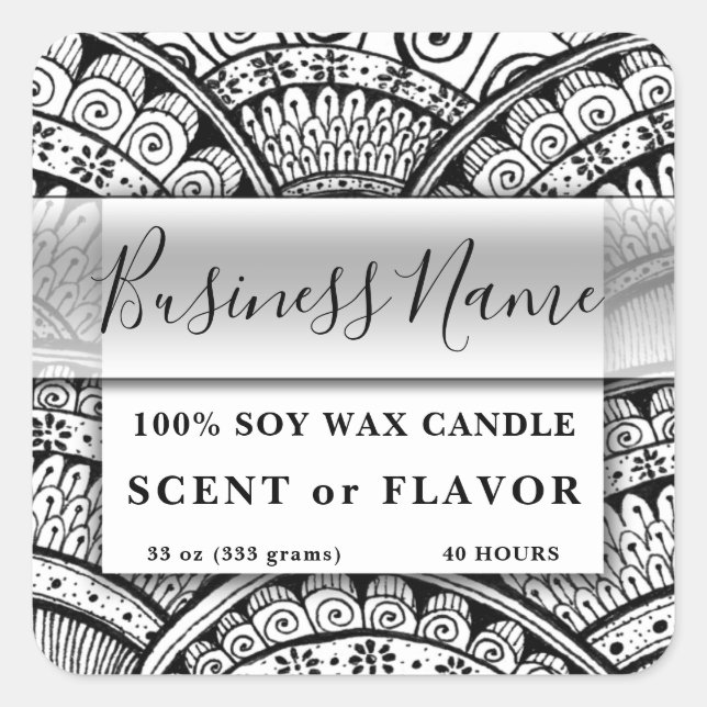 Food Container Label Ethnic Exotic Black Silver (Front)