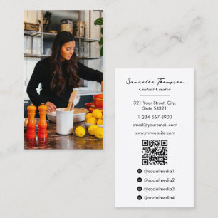 Food Cook Influencer Content Creator Photo QR Code Business Card