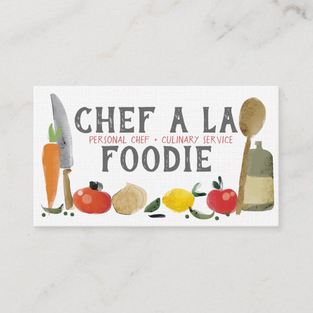 food cooking utensils chef catering business cards (Front)