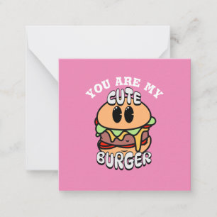 Food, Cute Burger, Sweet and humour valentine gift Card