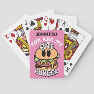 Food, Cute Burger, Sweet and humour valentine gift Playing Cards