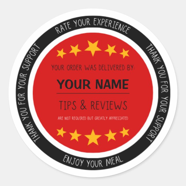 Food Delivery Driver Customer Appreciation  Classic Round Sticker (Front)