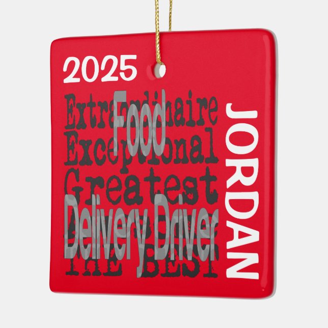Food Delivery Driver Extraordinaire CUSTOM Ceramic Ornament (Left)