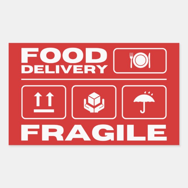 Food delivery fragile  rectangular sticker (Front)