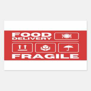Food delivery fragile  rectangular sticker