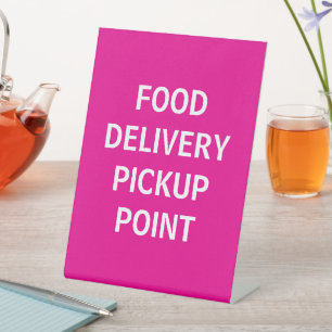 Food Delivery Pick Up Point Signage, Tabletop Pedestal Sign