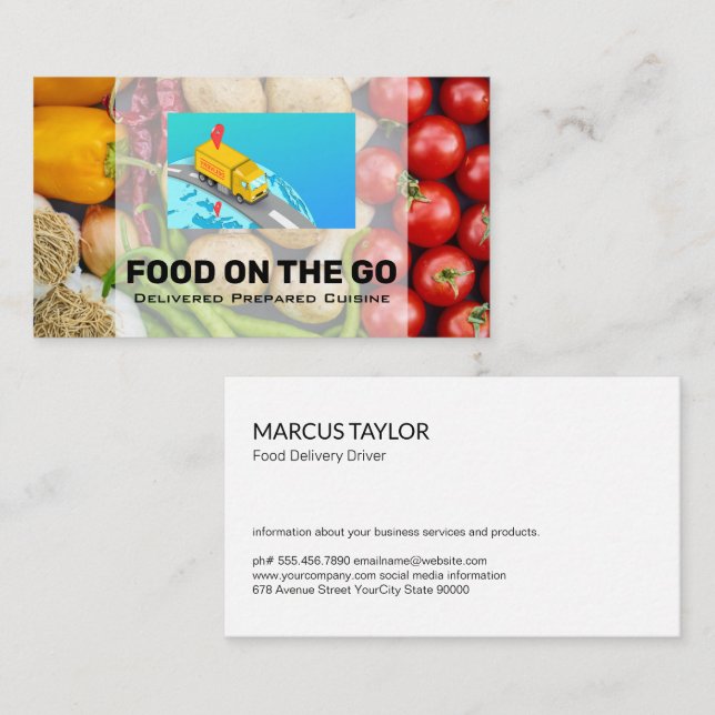 Food Delivery Services | Truck | Produce Business Card (Front/Back)