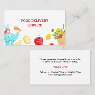 Food Delivery Watercolor Business Card