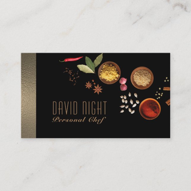 Food Design Personal Chef Catering Service Business Card (Front)