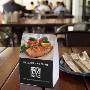 Food Digital Menu QR Code Paper Pedestal Sign