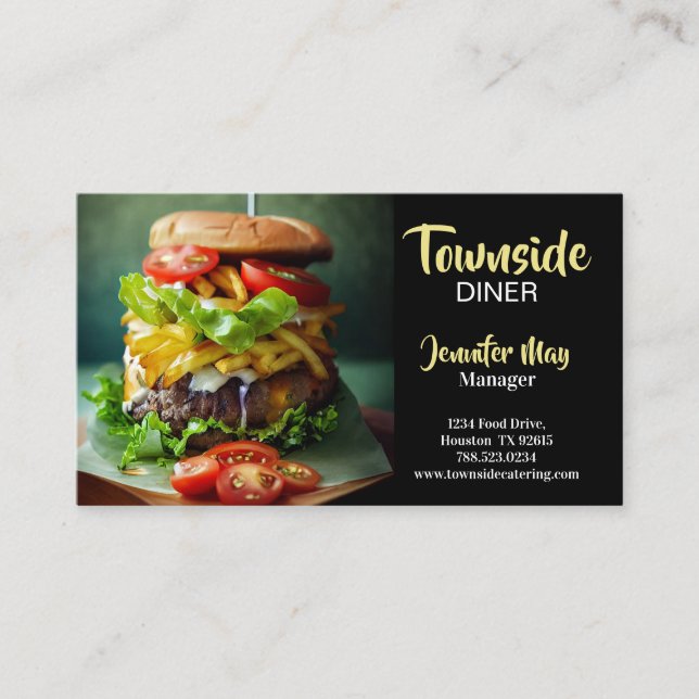Food Diner Beef Burger Restaurant Business Card (Front)