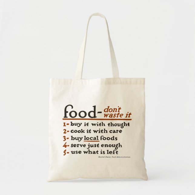 "Food—Don't Waste It" Economy Grocery Tote Bag (Front)