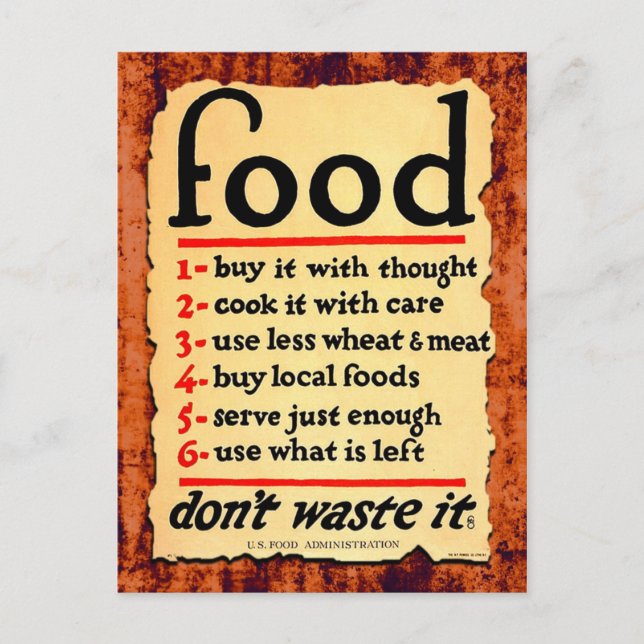 Food, don't waste it postcard (Front)
