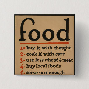 Food, Don't Waste It - Vintage War Poster 15 Cm Square Badge