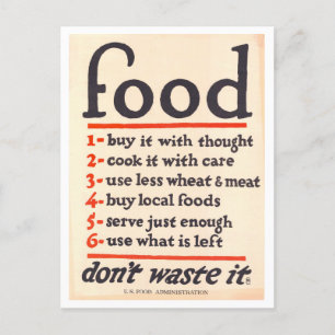 "Food: Don't Waste It" War Poster Postcard