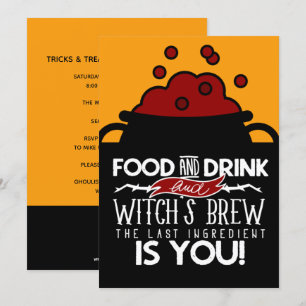 Food Drink and Witch's Brew Halloween Party Invitation