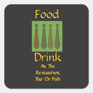 Food Drink At Restaurant Bar Or Pub Wedding Black  Square Sticker
