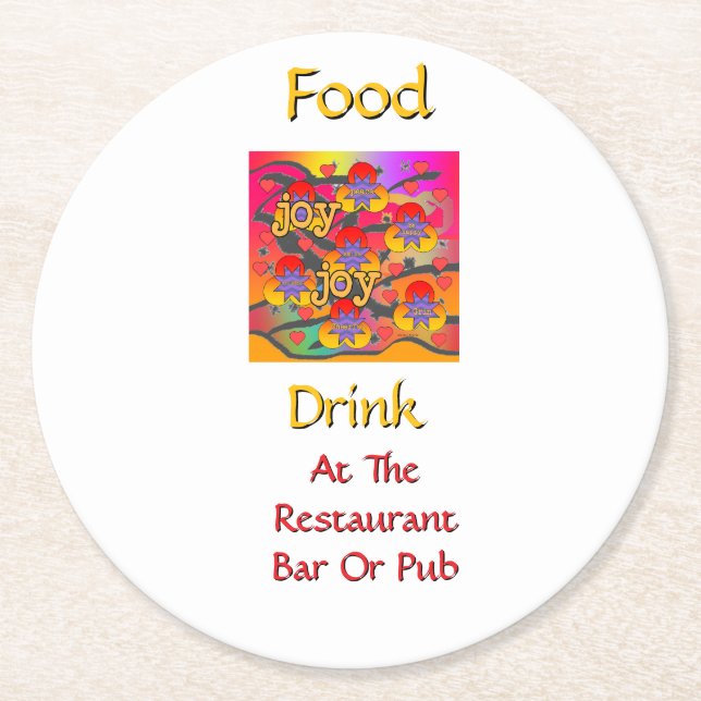 Food Drink At Restaurant Bar Or Pub White Round Paper Coaster (Front)