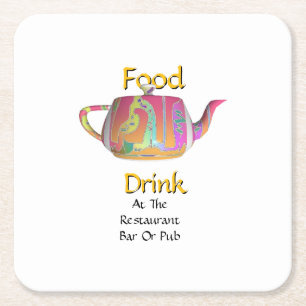 Food Drink At Restaurant Bar Or Pub White Square Paper Coaster